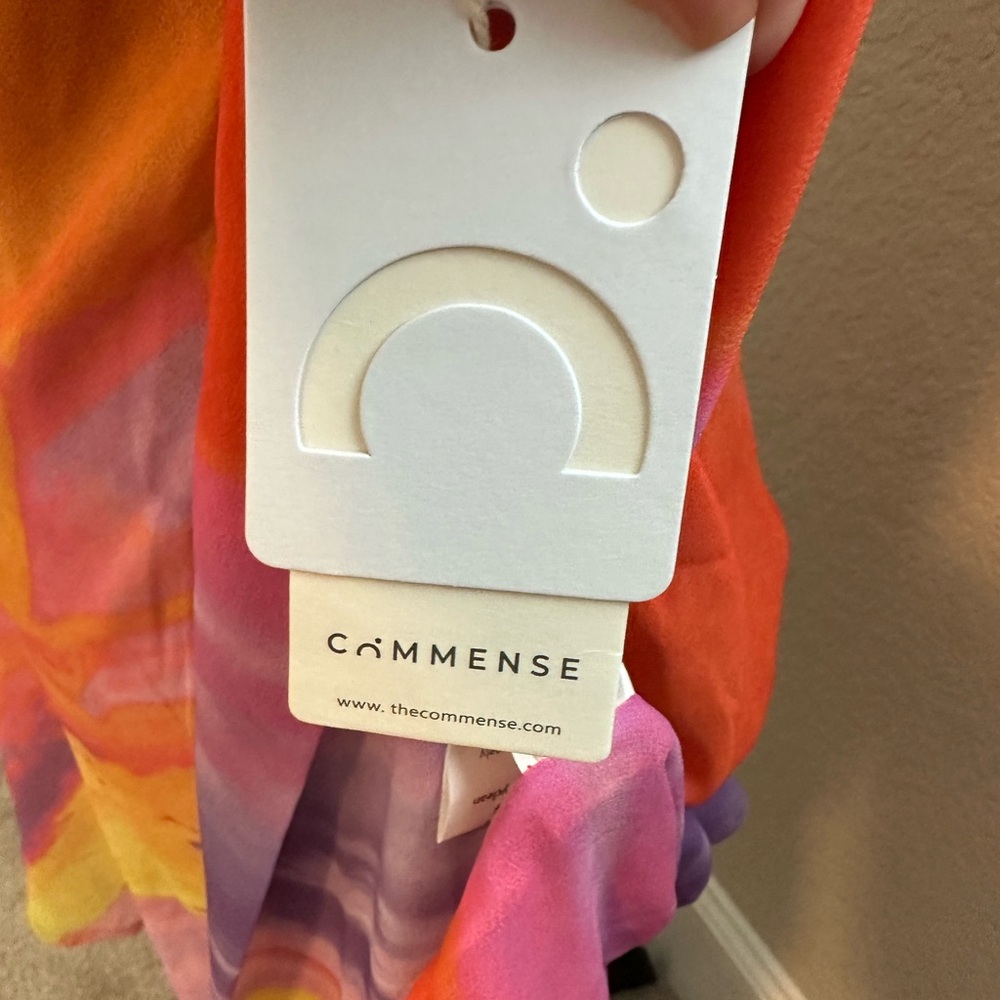 Commense One-Shoulder Multicolor Satin Dress in Orange, Yellow & Purple - Picture 4 of 4